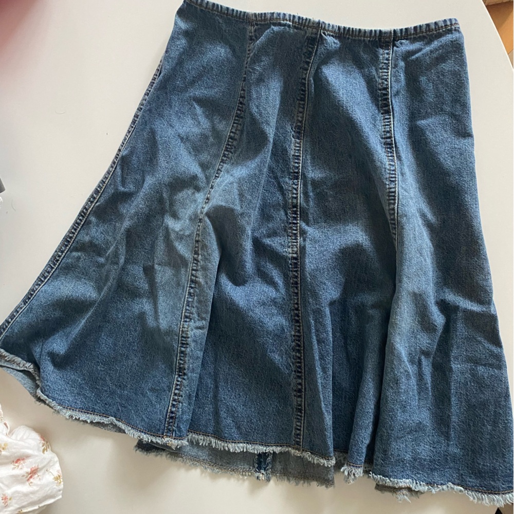 R4R Rave Pleated Denim Midi Skirt